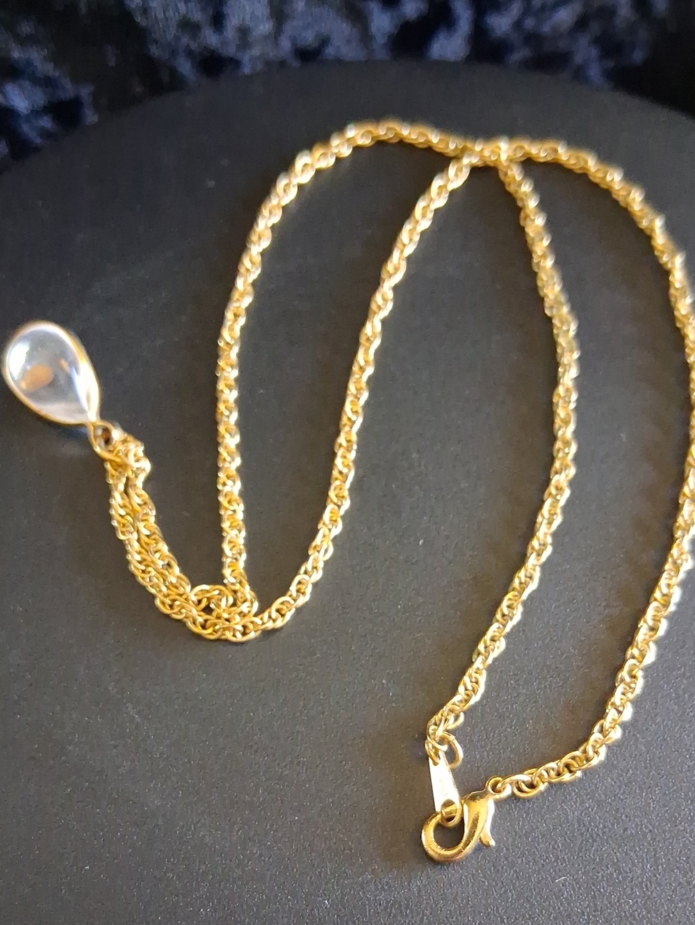 Mustard Seed Gold-Tone Rope Chain Necklace with Teardrop Pendant 18 In.